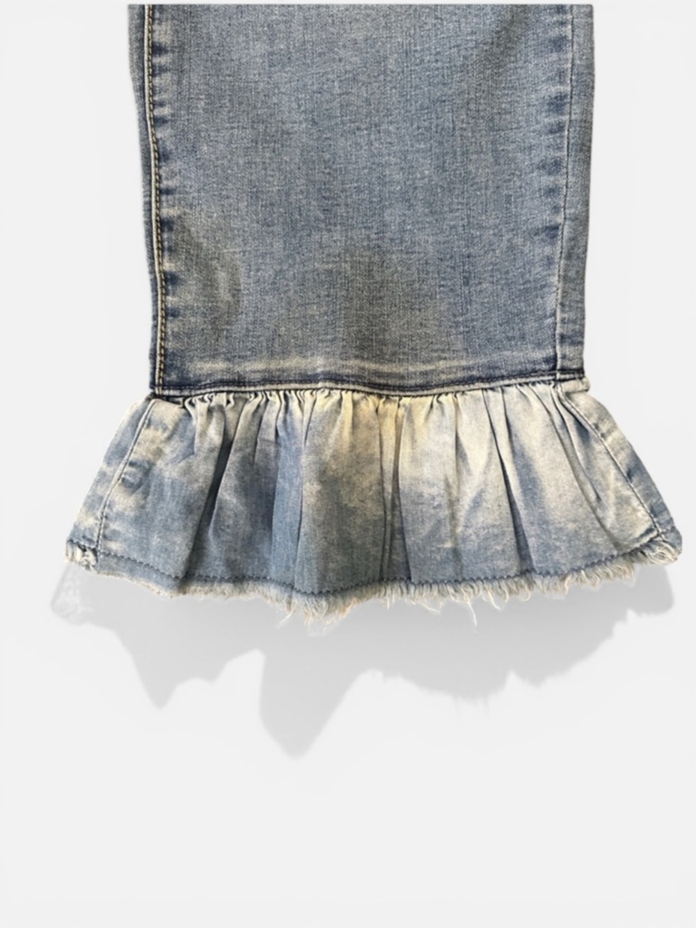 Est 1946 Denim High Rise Wash Crop Jeans Flouncy Frayed Hem Women’s Sz 14 - Picture 3 of 10